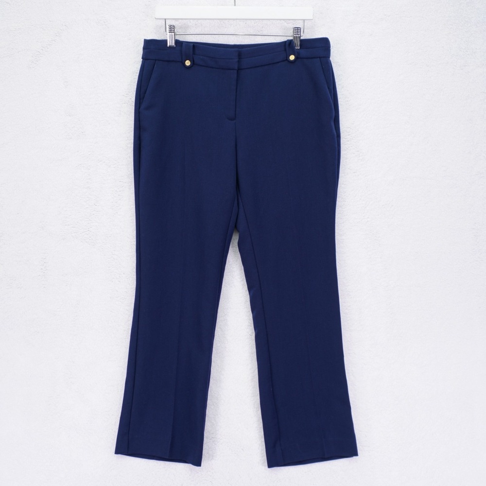 Anne Klein Blue Dress Pants Petite -10P- Mid Rise 34 / 28 Polyester Viscose Elas